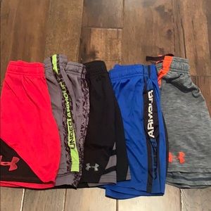 Lot of 5 pairs of under armour boys shorts
